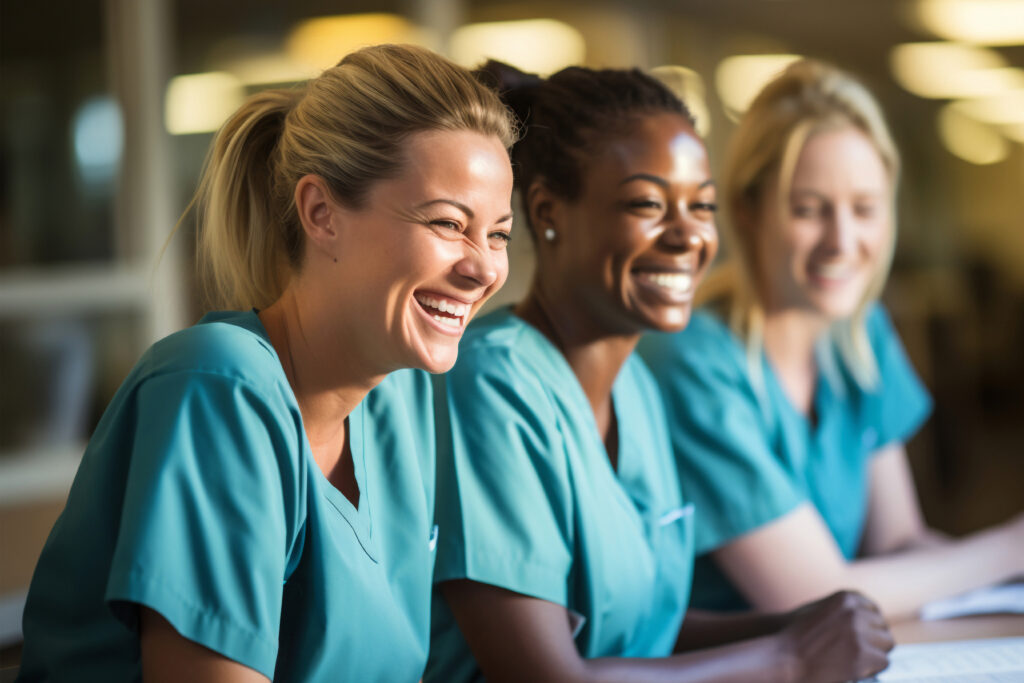 Professionnels de santé travaillant ensemble dans un hôpital